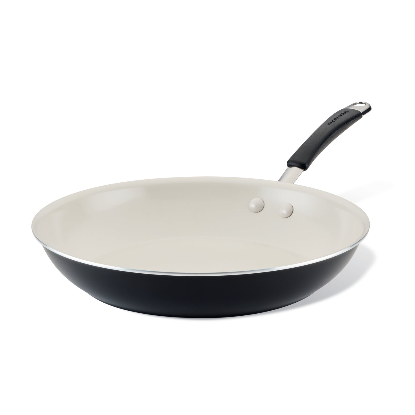Ceramic Nonstick Frying Pan with black handle on a white background.