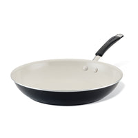 Ceramic Nonstick Frying Pan with black handle on a white background.
