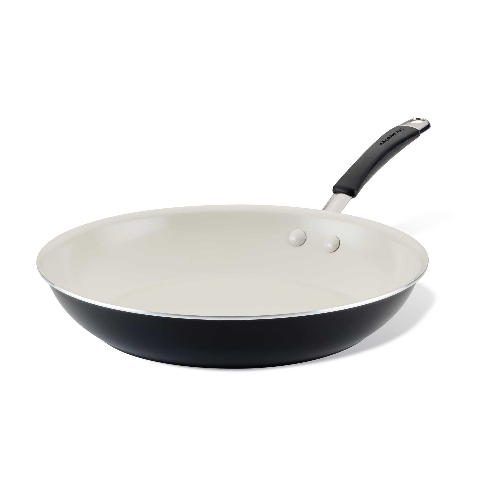 Ceramic Nonstick Frying Pan with black handle on a white background.