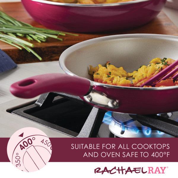 Nonstick Induction Deep Frying Pan, purple, oven safe up to 400°F.