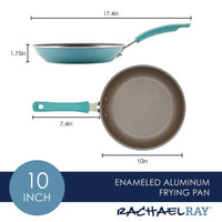 Discover culinary excellence with the Cook + Create Nonstick Frying Pan, featuring a 10-inch teal enameled surface. Made from a thicker gauge aluminum, this high-performance kitchen essential guarantees even heat distribution and outstanding durability for all your cooking needs. Its dimensions are thoughtfully designed for optimal use.