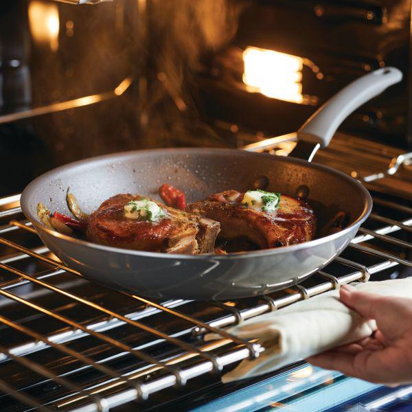 Cook + Create Nonstick Frying Pans offer high performance and are perfect for sizzling meat in an oven.