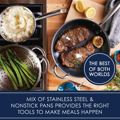 11- Piece Professional Hard-Anodized Nonstick and Induction Stainless Steel Cookware Set