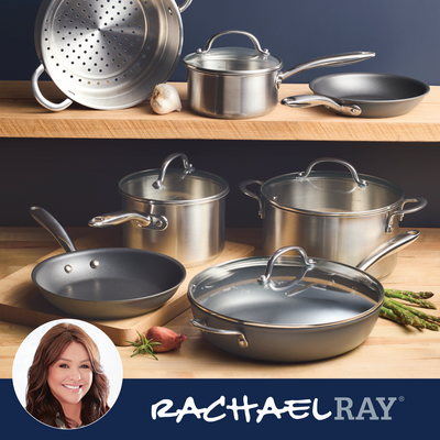 11- Piece Professional Hard-Anodized Nonstick and Induction Stainless Steel Cookware Set