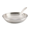 12.5-Inch stainless steel frying pan with metal handle; dishwasher-safe.