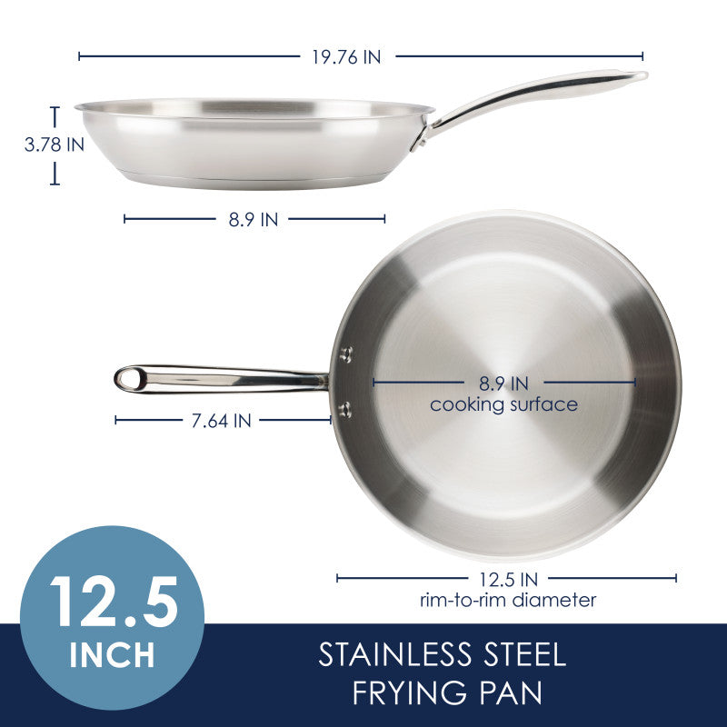 12.5-Inch Stainless Steel Frying Pan