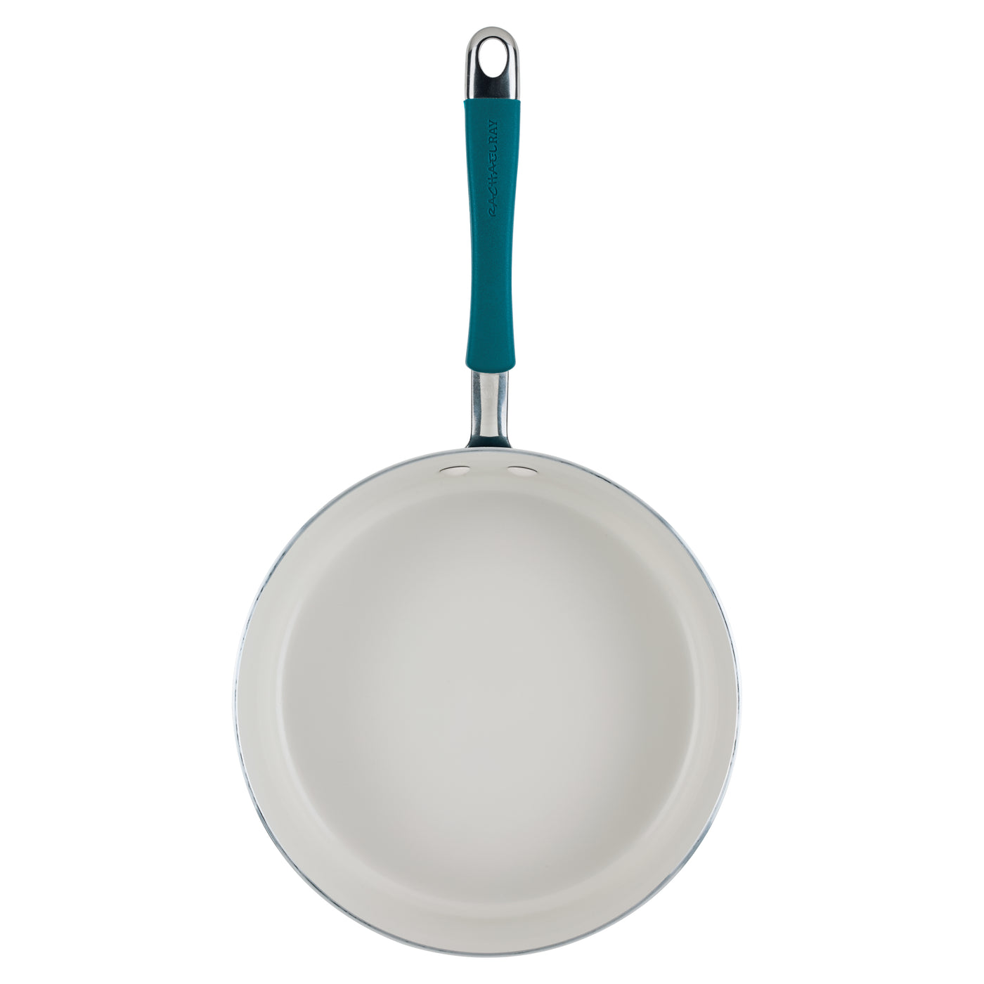 Ceramic Nonstick Saute Pan with a teal handle, viewed from above.
