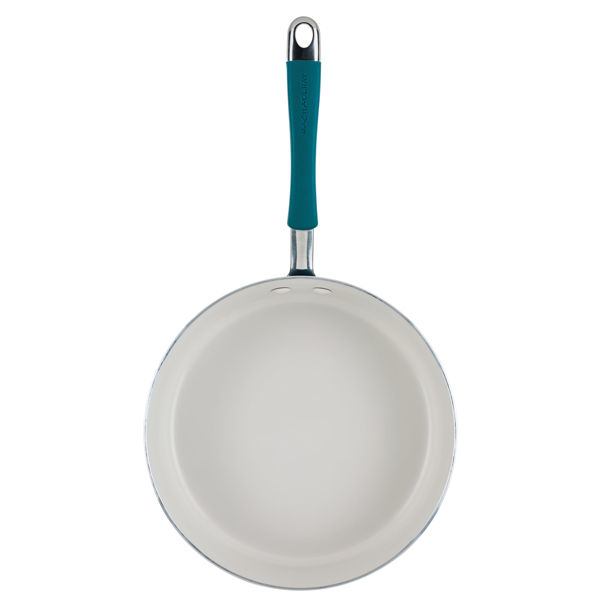 Ceramic Nonstick Saute Pan with a teal handle, viewed from above.
