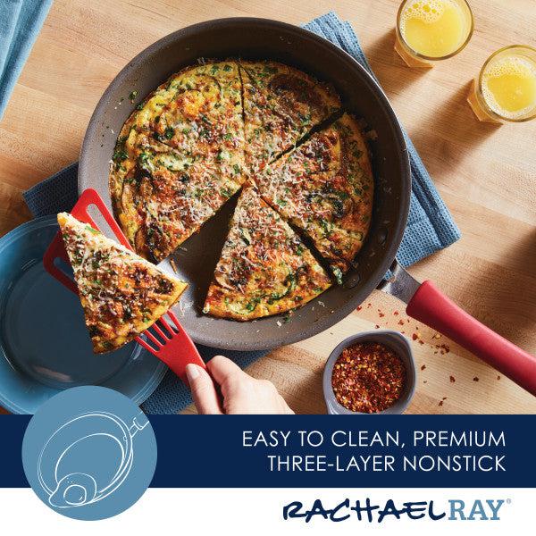 With the Cook + Create Nonstick Frying Pans, made from a thicker gauge aluminum for high performance, your frittata slides effortlessly onto the plate with its golden crust intact. A slice is served alongside two refreshing drinks, perfectly ready to complement your delightful meal.