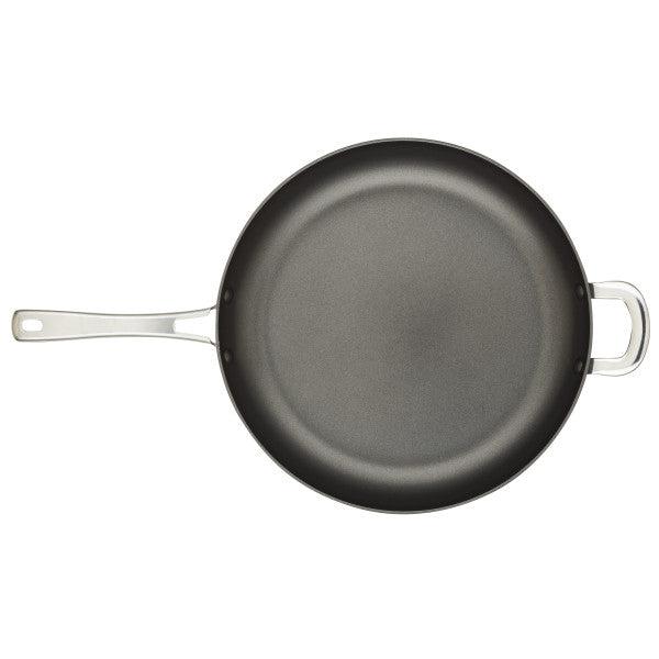 The Cook + Create Hard Anodized Nonstick Frying Pans are crafted from hard-anodized aluminum and come with a long handle and smaller side grip for easy handling. They feature a triple-layer nonstick surface that ensures excellent performance for all your cooking requirements.