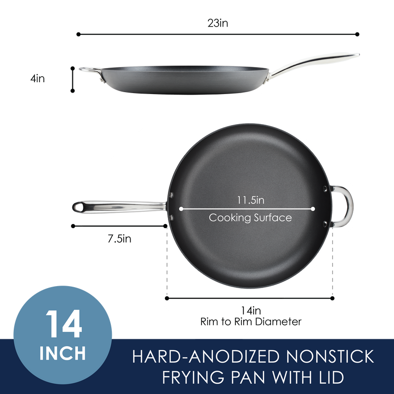 14-Inch Professional Hard Anodized Nonstick Frying Pan