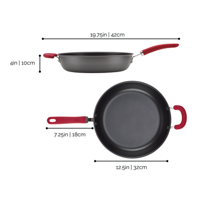 12.5-Inch Create Delicious Anodized Nonstick Induction Deep Frying Pan with Helper Handle
