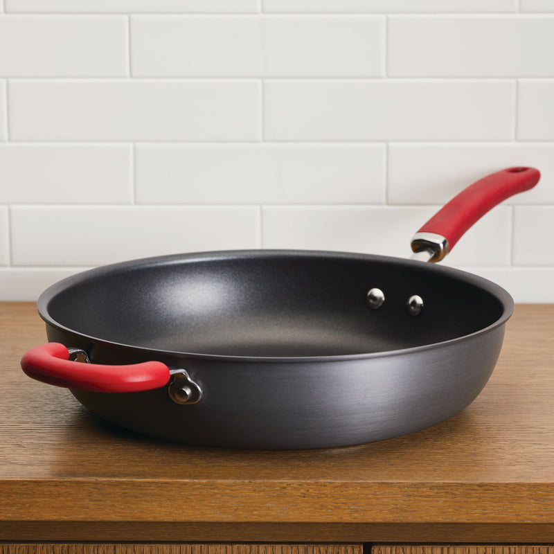 12.5-Inch Create Delicious Anodized Nonstick Induction Deep Frying Pan with Helper Handle