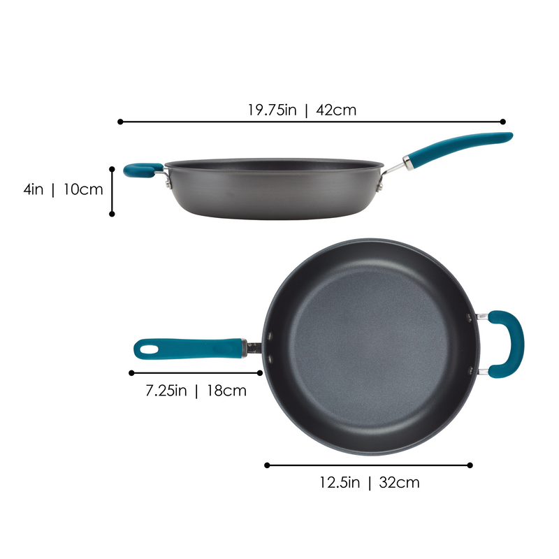 12.5-Inch Create Delicious Anodized Nonstick Induction Deep Frying Pan with Helper Handle