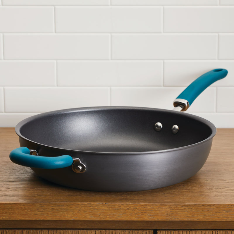 12.5-Inch Create Delicious Anodized Nonstick Induction Deep Frying Pan with Helper Handle