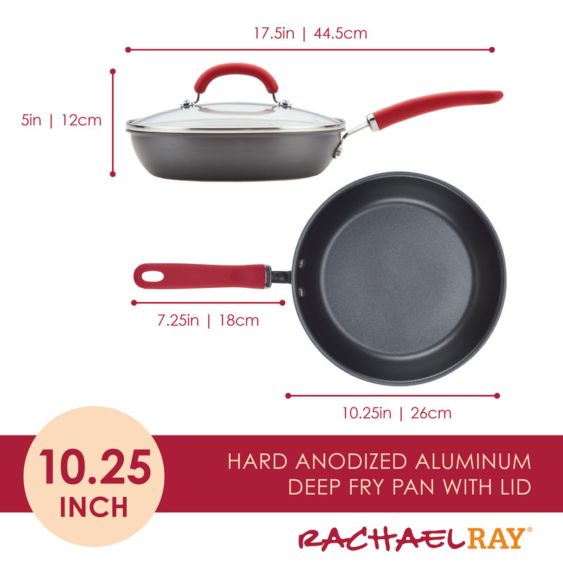 10.25-Inch Create Delicious Hard Anodized Nonstick Induction Covered Deep Frying Pan