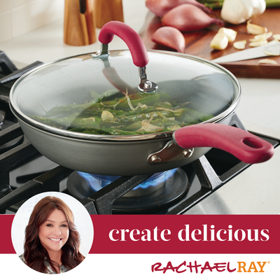 10.25-Inch Create Delicious Hard Anodized Nonstick Induction Covered Deep Frying Pan