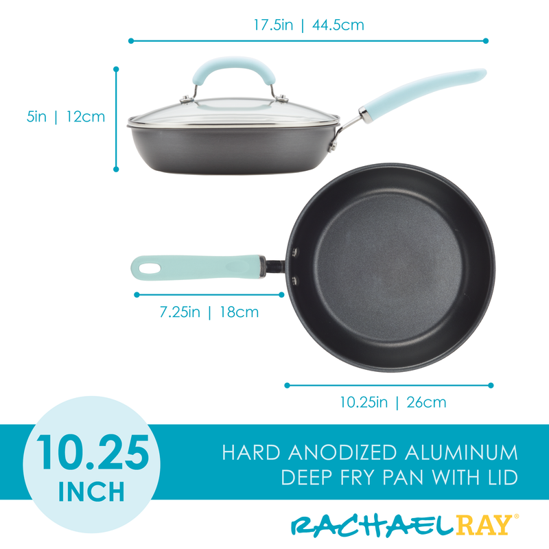 10.25-Inch Create Delicious Hard Anodized Nonstick Induction Covered Deep Frying Pan