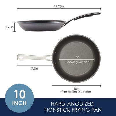 10-inch hard-anodized nonstick frying pan with a 7-inch cooking surface.