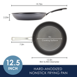 12.5-inch hard-anodized nonstick frying pan, top and side view shown.