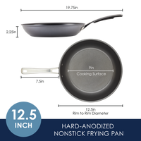 12.5-inch hard-anodized nonstick frying pan, top and side view shown.