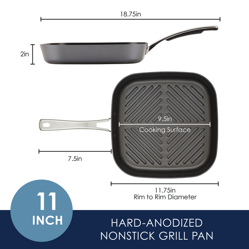 11-Inch Cook + Create Hard Anodized Nonstick Deep Grill Pan