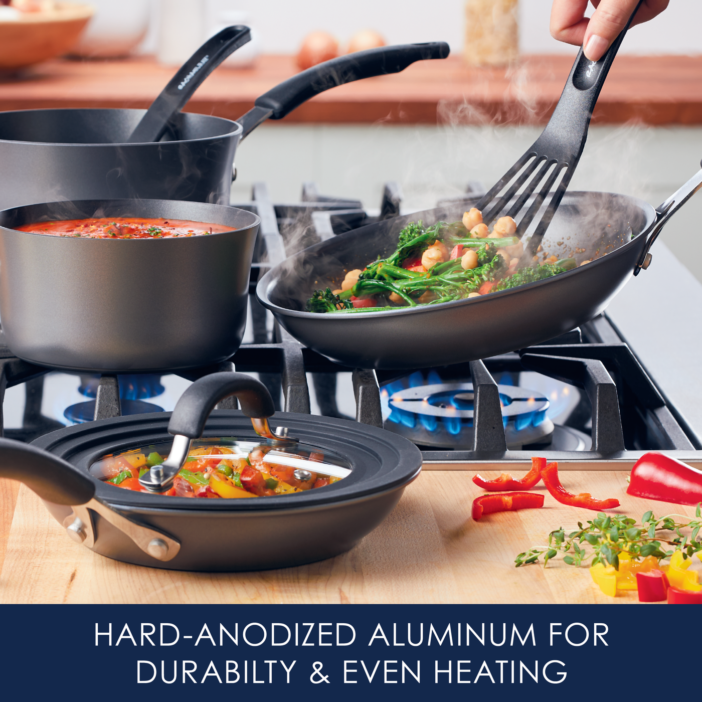 10-Piece Cook + Create Hard Anodized Nonstick Cookware Set