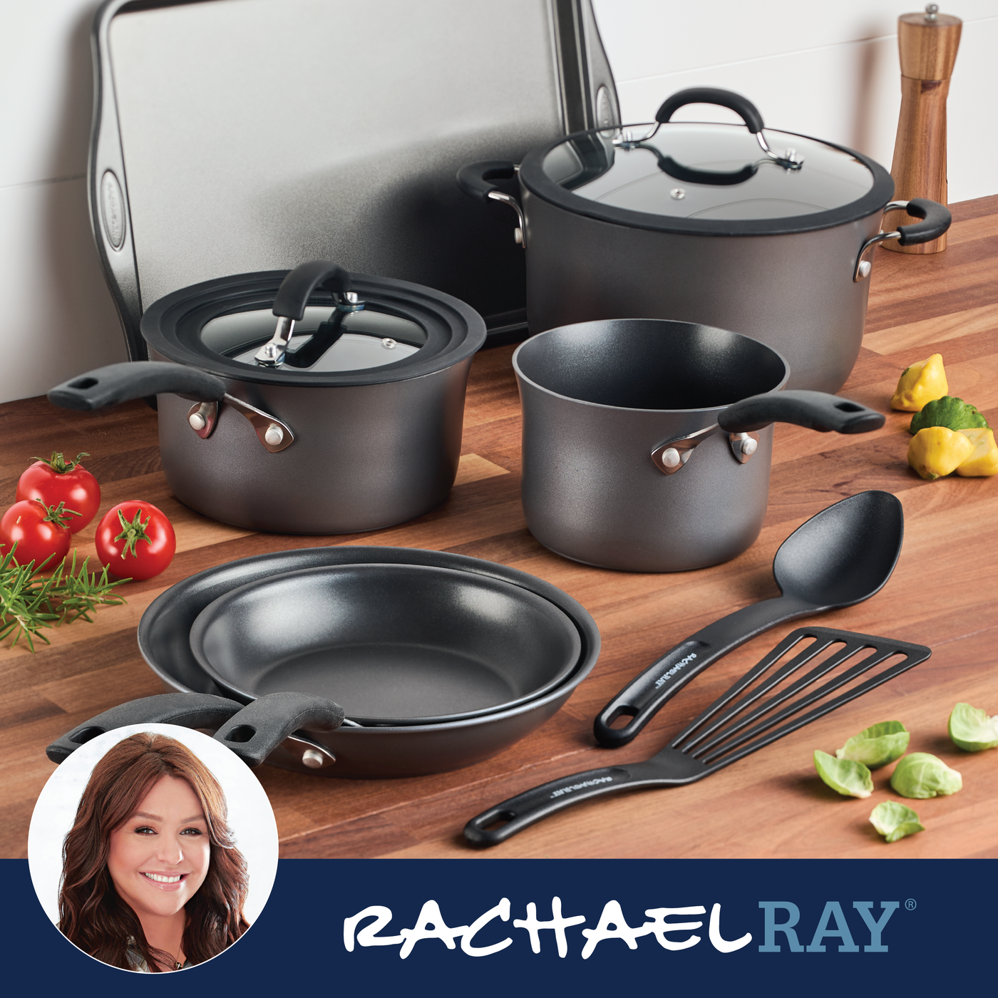 10-Piece Cook + Create Hard Anodized Nonstick Cookware Set