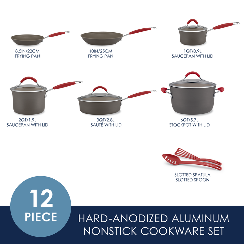 12-Piece Cucina Hard Anodized Nonstick Cookware Set