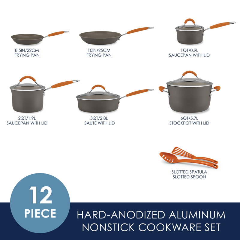 12-Piece Cucina Hard Anodized Nonstick Cookware Set
