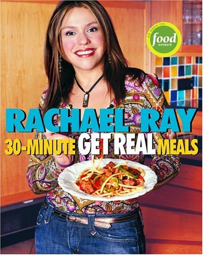 Person holding a plate of food, book cover titled "30-Minute Get Real Meals.
