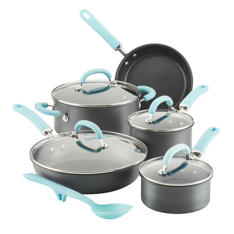 10-Piece Create Delicious Hard Anodized Nonstick Induction Cookware Set