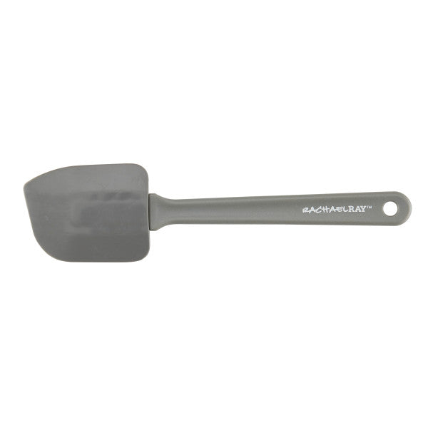 Gray silicone spatula from the 4-Piece Kitchen Tool Set featuring a hole in the handle for hanging, making it an ideal addition to your cooking utensils. Crafted from nonstick-suitable nylon, it's both durable and dishwasher-safe.
