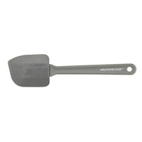 Gray silicone spatula from the 4-Piece Kitchen Tool Set featuring a hole in the handle for hanging, making it an ideal addition to your cooking utensils. Crafted from nonstick-suitable nylon, it's both durable and dishwasher-safe.