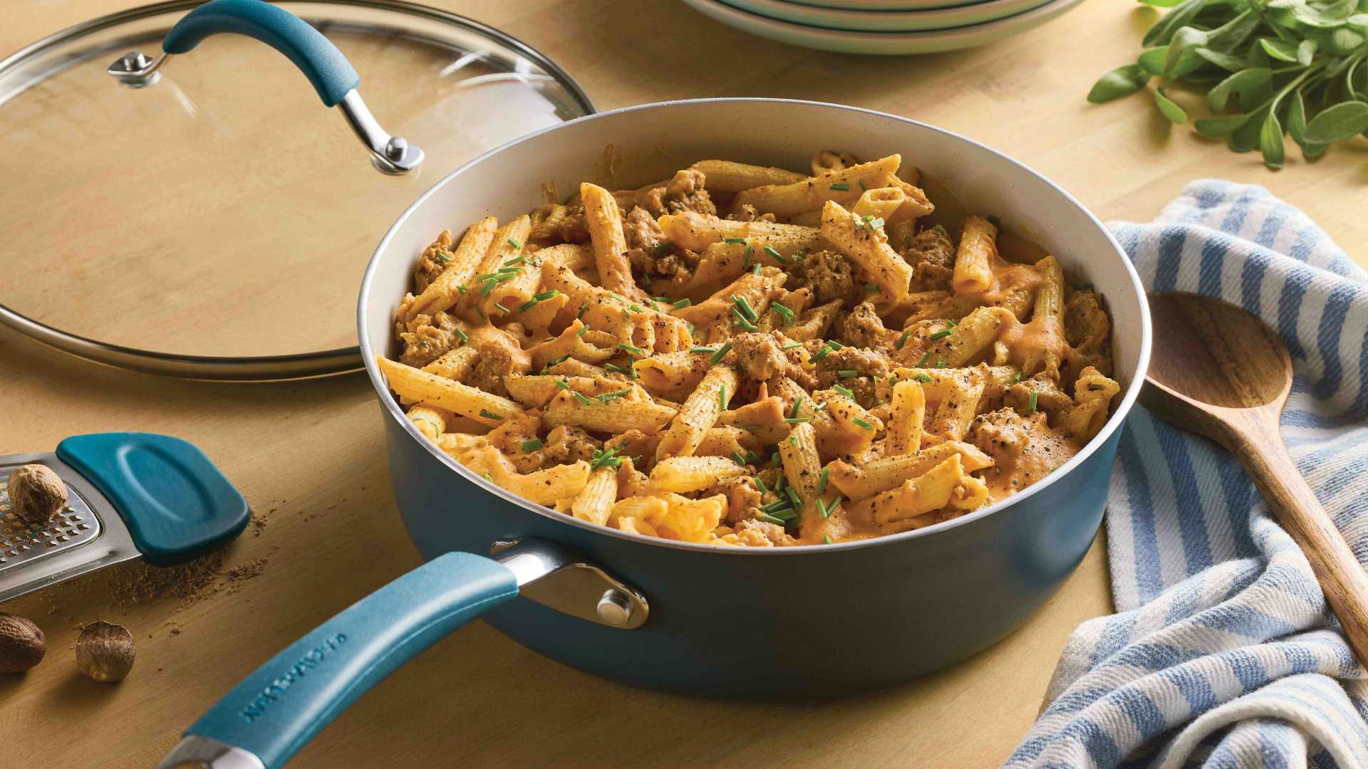 Pumpkin Sage Pasta in a pan