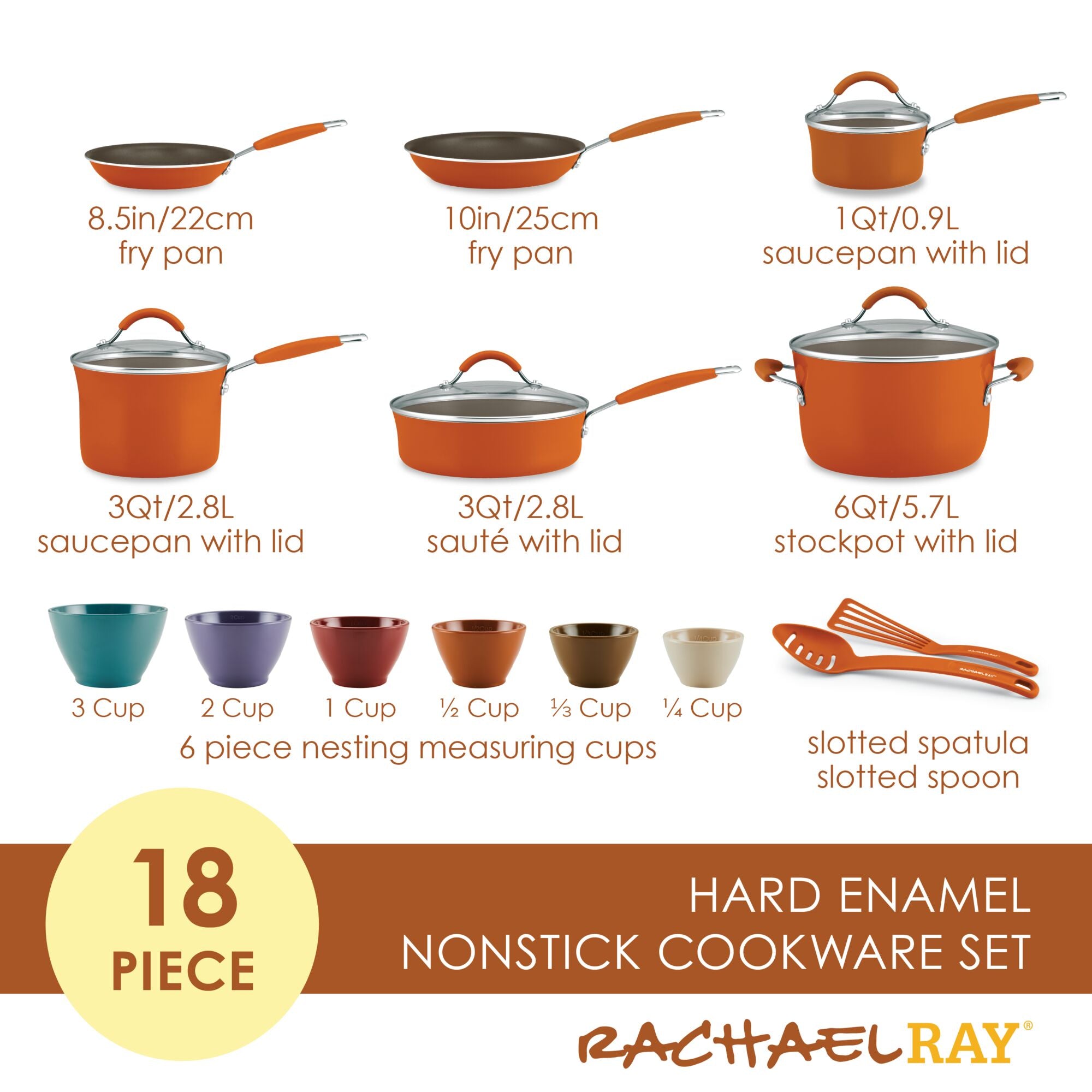 Rachael Ray Hard-Anodized 10 Piece Cookware Set, Orange - Macy's