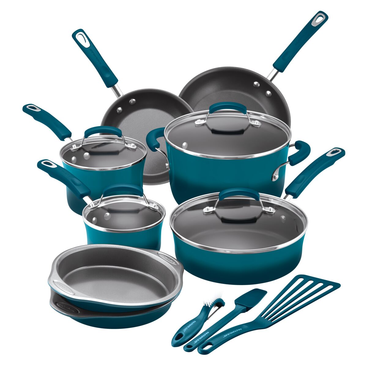 Rachael Ray 14-Pc. Classic Brights Hard Enamel Nonstick Cookware Set - Blue