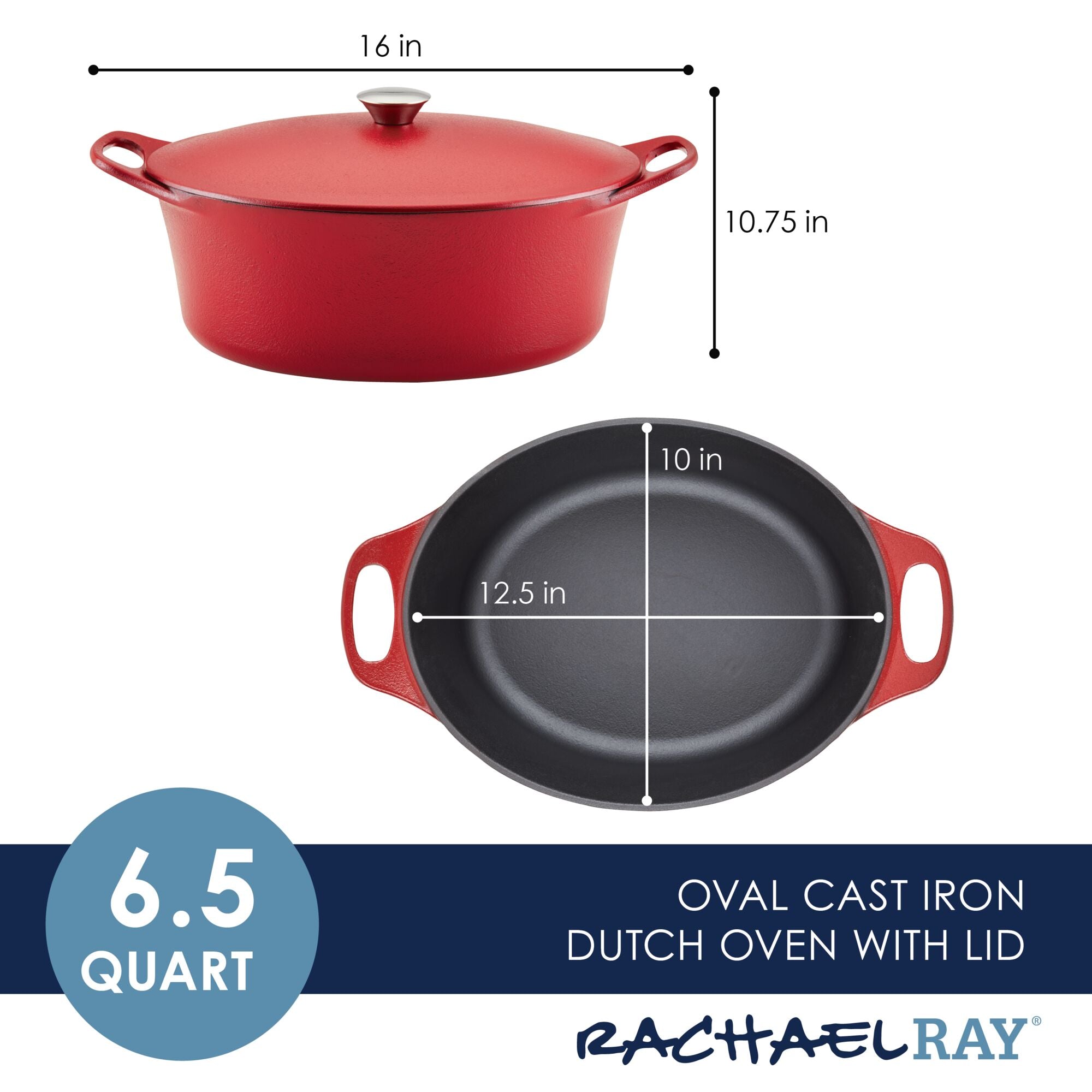 Rachael Ray Enameled Cast Iron 3-in-1 Induction Dutch Oven Skillet Saute  Combo, 4 Quart