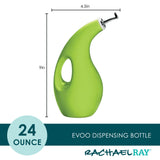 Green 24-ounce EVOO dispensing bottle with handle, labeled Rachael Ray.