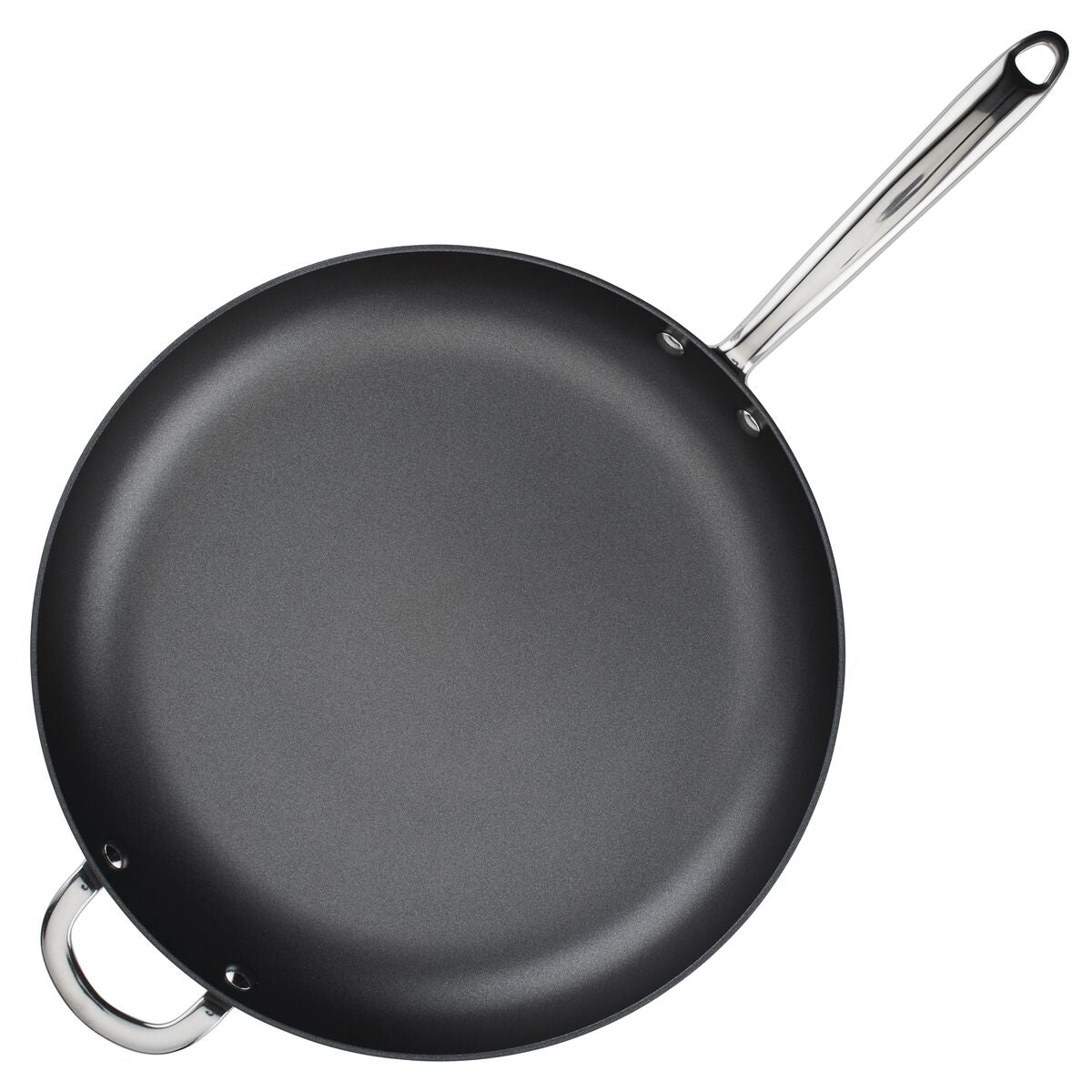 14" Pro Hard Anodized Nonstick Frying Pan with cast stainless steel handles.