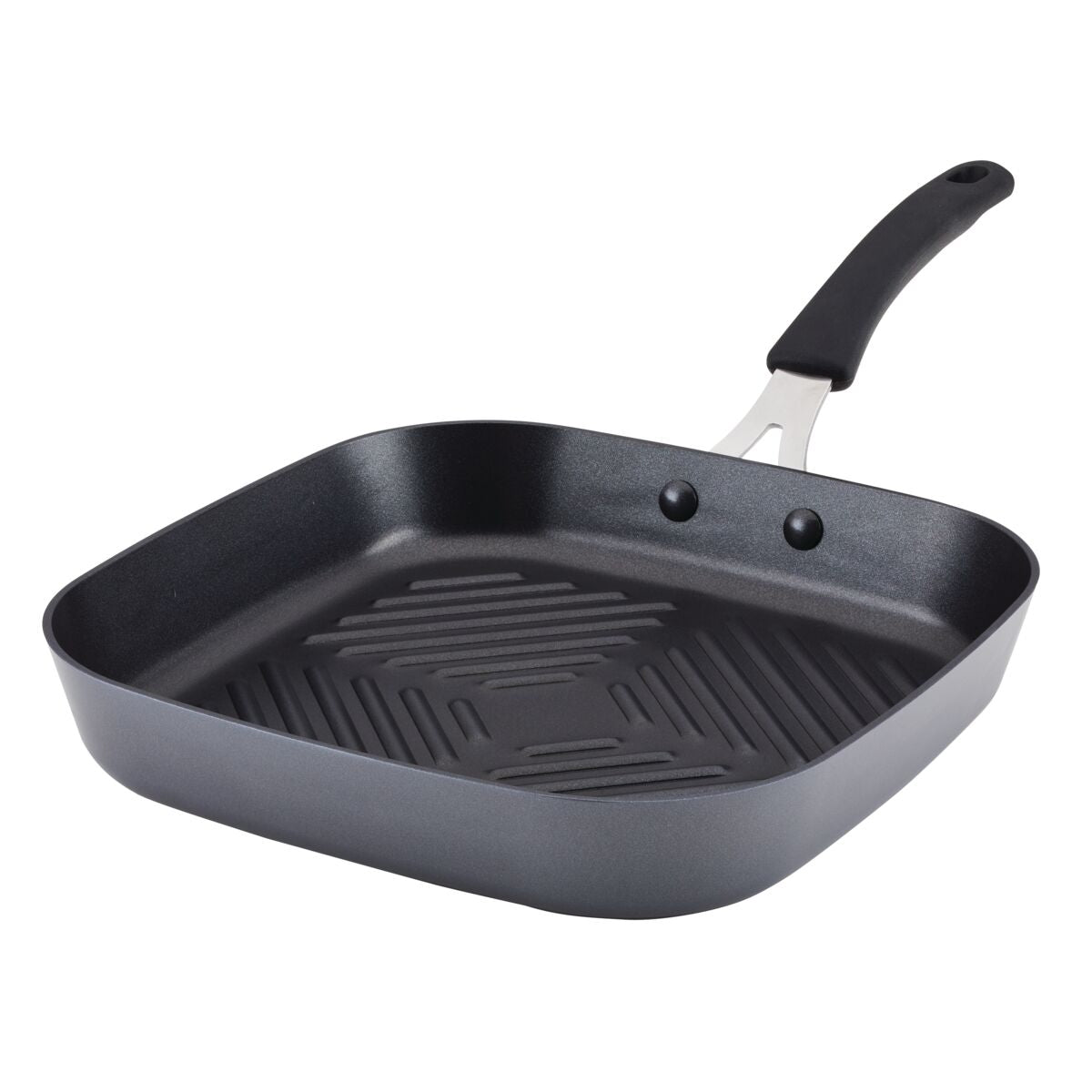 11-Inch Cook + Create Hard Anodized Nonstick Deep Grill Pan, crafted from durable hard-anodized aluminum, includes a scratch-resistant surface and boasts a sleek black handle.
