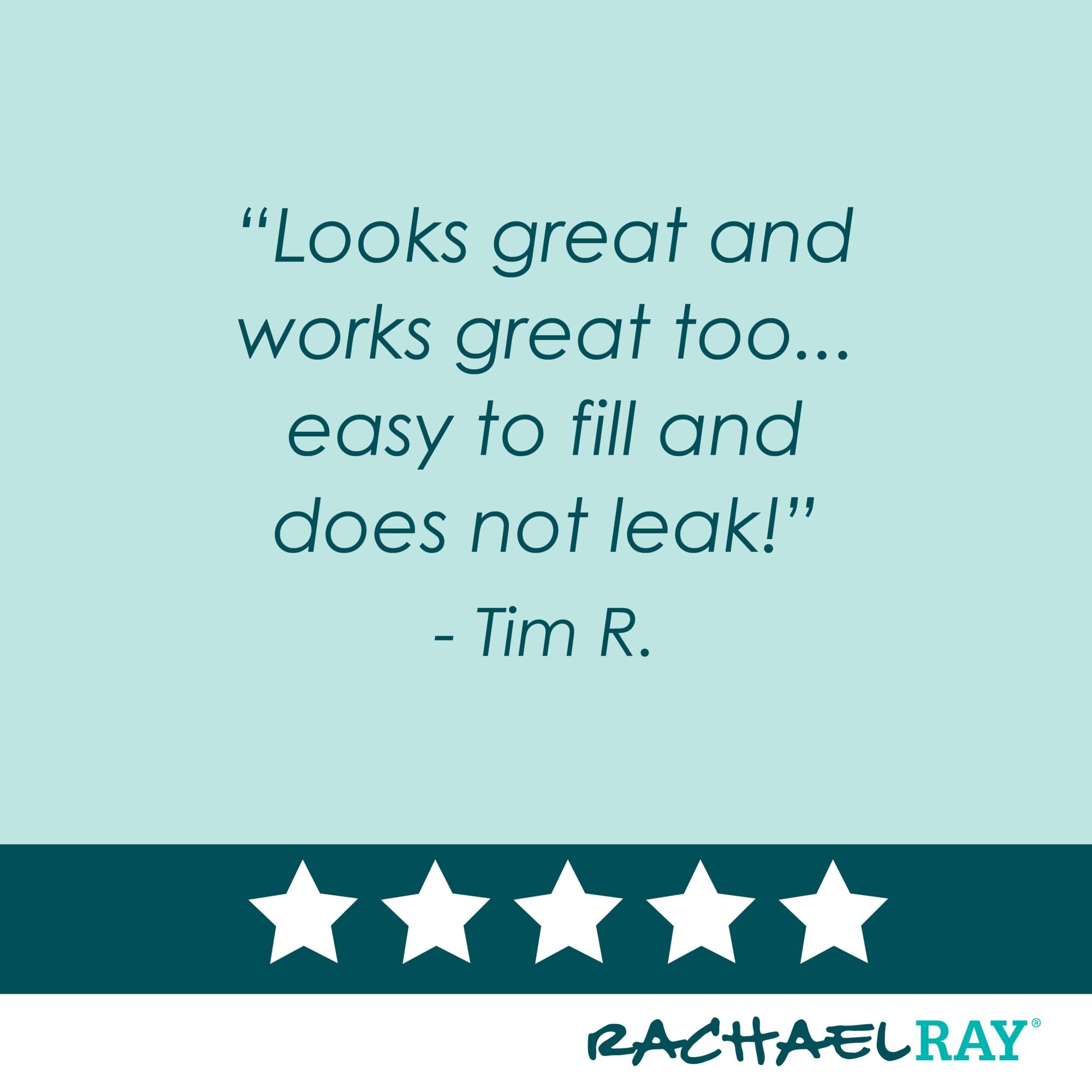 Product review with five-star rating and text by Tim R.
