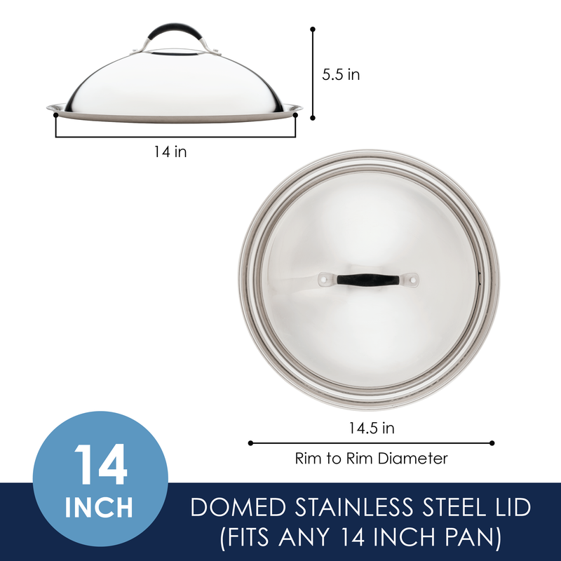 14-Inch Stainless Steel Domed Lid