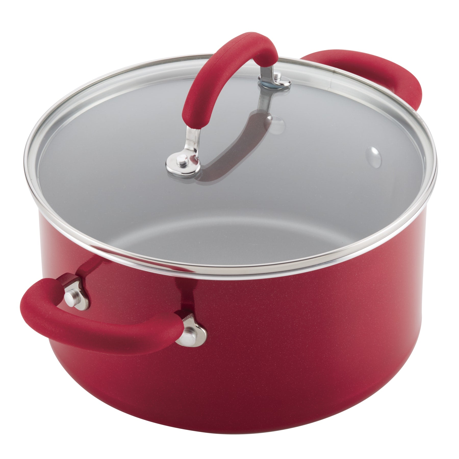 Rachael Ray 6 qt Create Delicious Aluminum Nonstick Stockpot, Red Shimmer
