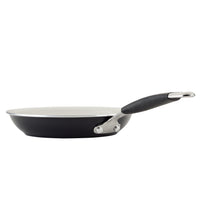 Ceramic Nonstick Frying Pan with white interior and rubberized handle.
