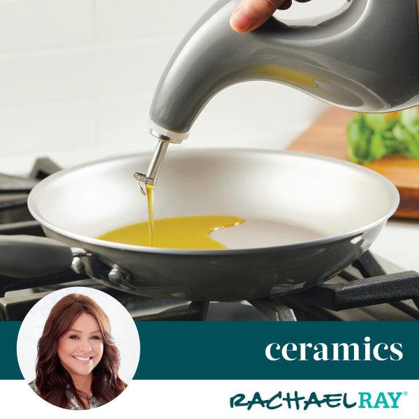 Using the EVOO Bottle 24-Ounce with its stainless steel pour spout to pour oil into a ceramic pan on the stove ensures precision every time.