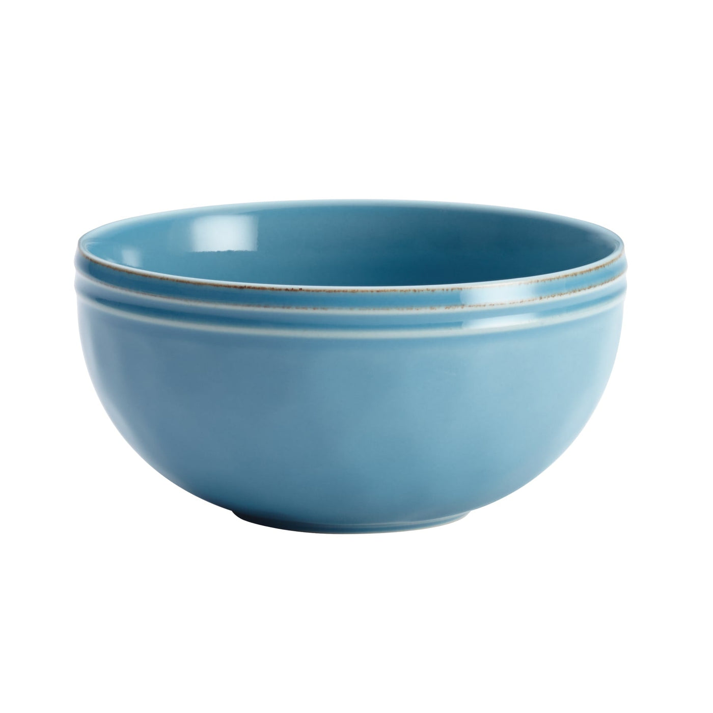 A blue ceramic bowl with a simple design and smooth finish.