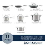 11- Piece Hard-Anodized and Induction Stainless Steel Cookware Set 70033 - 27691191074998