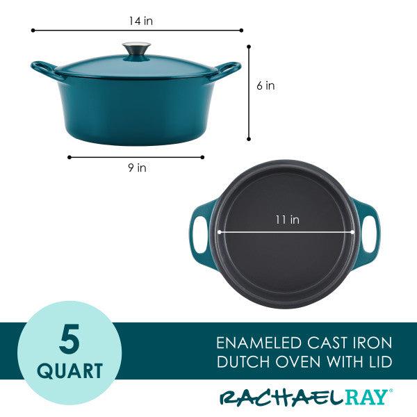 Rachael Ray Nitro 6.5-Quart Cast Iron Dutch Oven, Agave Blue