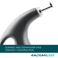 Close-up of a gray ceramic kitchen tool with a durable handle, reflecting the sleek design seen in the 2-Piece EVOO and Vinegar Bottle Set by Rachael Ray.